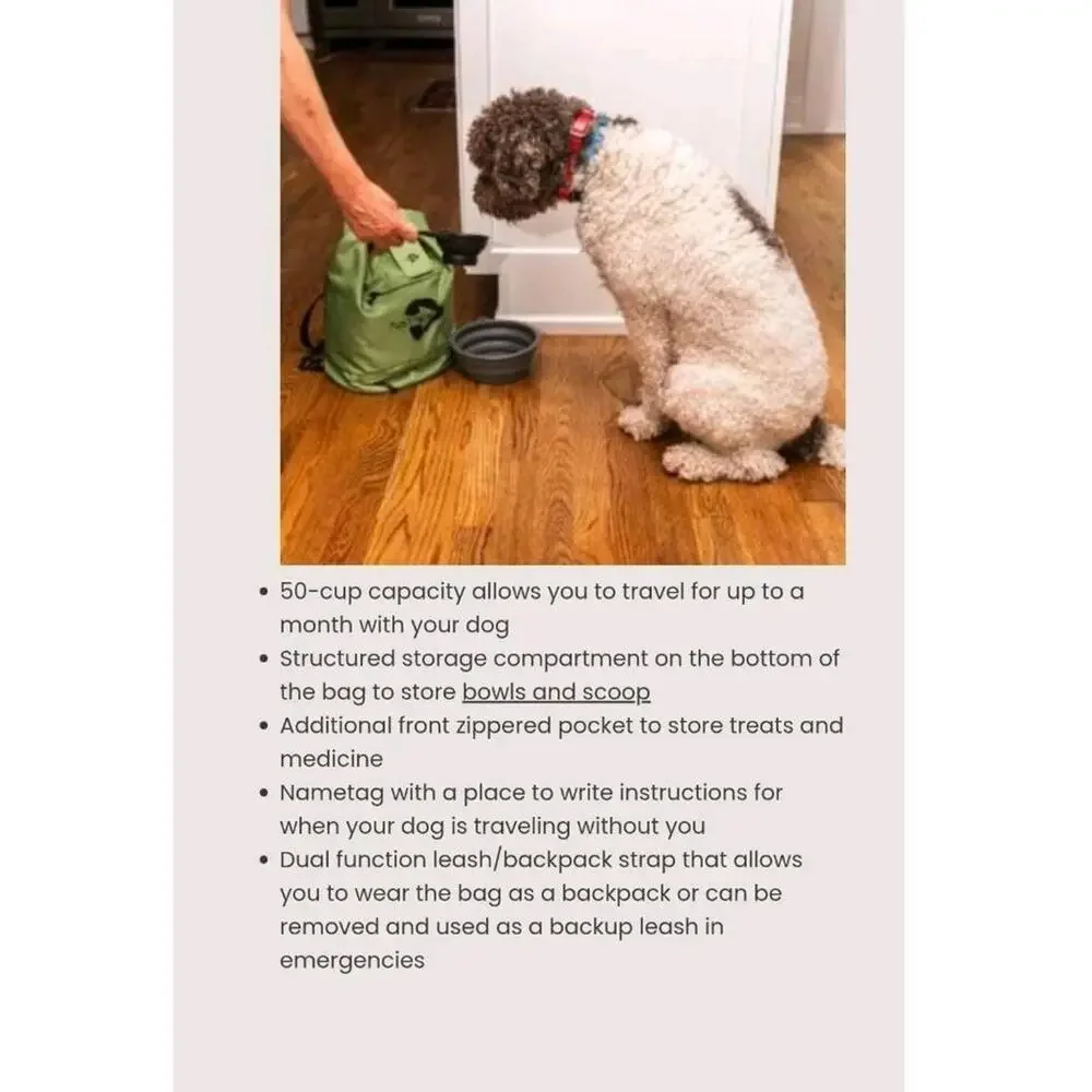 Pup2Point Ultimate Travel Dog Bag With 2 Collapsible Bowls & Food Scoop MSRP $70